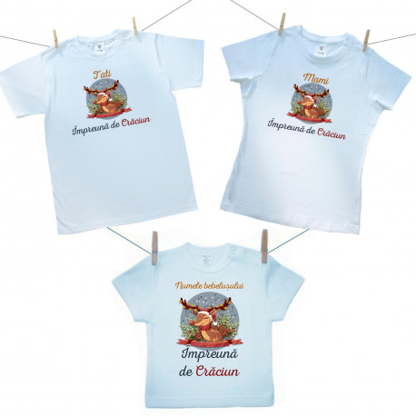 Set de familie (tricou cu mânecă scurtă) Împreună de Crăciun