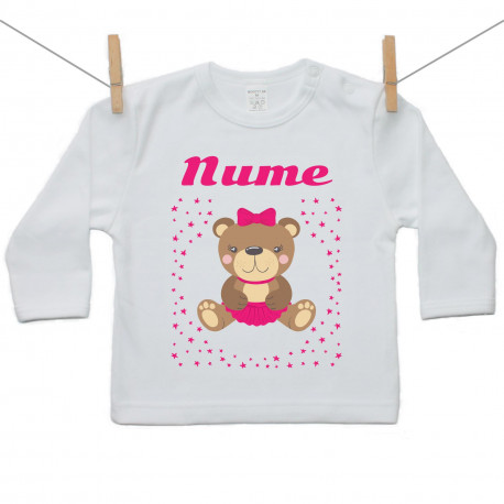 Tricou cu mânecă lungă Cu ursuleț pentru fete