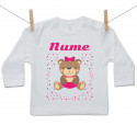 Tricou cu mânecă lungă Cu ursuleț pentru fete