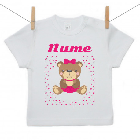Tricou cu mânecă scurtă Cu ursuleț pentru fete