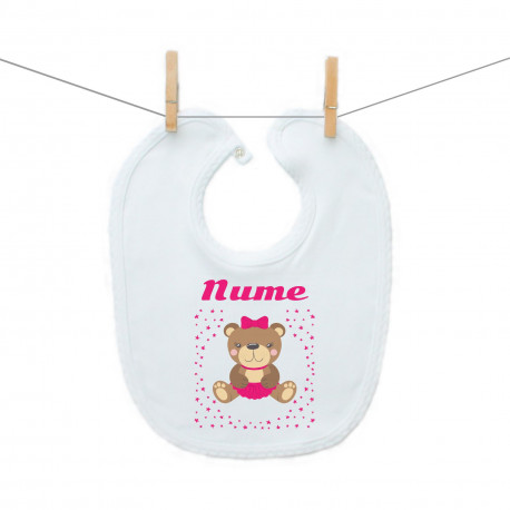 Bavetă cu capse Cu ursuleț pentru fete