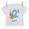 Tricou cu mânecă scurtă Am 2 ani cu ursuleț pentru băieței
