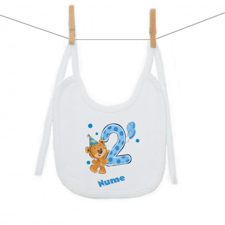 Bavetă cu șnur Am 2 ani cu ursuleț pentru băieței