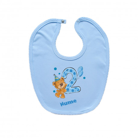 Bavetă albastră Am 2 ani cu ursuleț pentru băieței