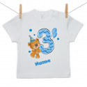 Tricou cu mânecă scurtă Am 3 ani cu ursuleț pentru băieței