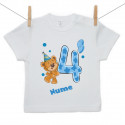 Tricou cu mânecă scurtă Am 4 ani cu ursuleț pentru băieței