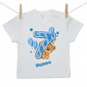 Tricou cu mânecă scurtă Am 7 ani cu ursuleț pentru băieței