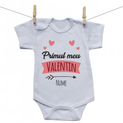 Body cu mânecă scurtă Primul meu Valentin cu inimioară
