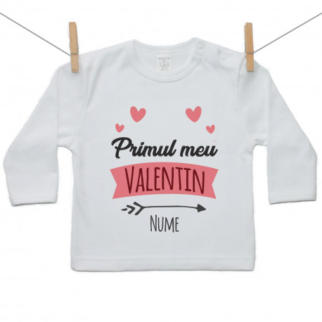 Tricou cu mânecă lungă Primul meu Valentin cu inimioară