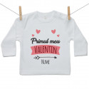 Tricou cu mânecă lungă Primul meu Valentin cu inimioară