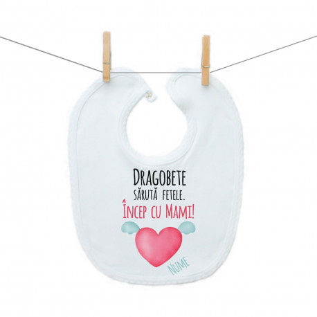 Bavetă cu capse Dragobete sărută fetele. Încep cu Mami!