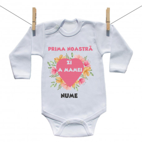 Body cu mânecă lungă Prima noastră Zi a Mamei Body cu mânecă lungă Prima noastră Zi a Mamei