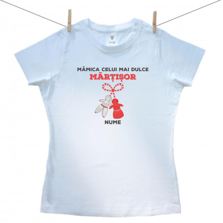 Tricou pentru femei cu mânecă scurtă Mămica celui mai dulce Mărțișor