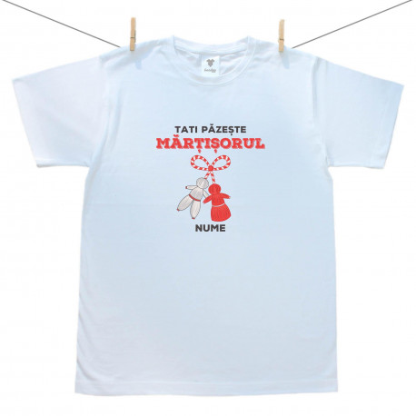 Tricou pentru bărbați cu mânecă scurtă Tati păzește Mărțișorul