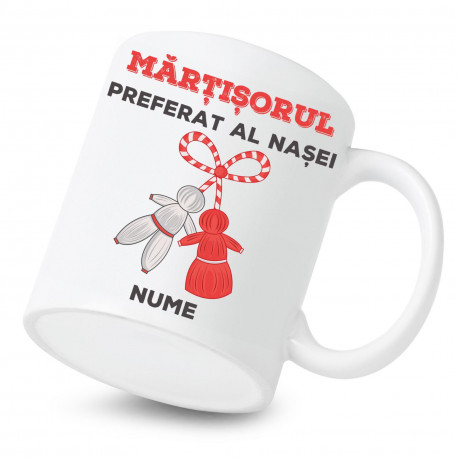 Cană din ceramică Mărțișorul preferat al Nașei