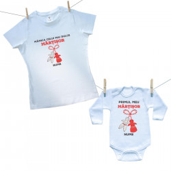 Set familie (body cu mânecă lungă) Mămica și cel mai dulce Mărțișor