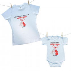 Set familie (body cu mânecă scurtă) Mămica și cel mai dulce Mărțișor