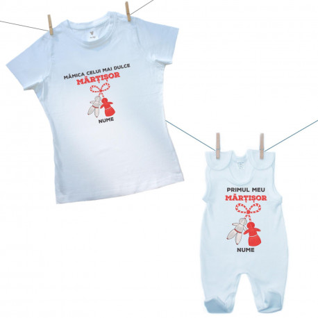 Set familie (salopetă) Mămica și cel mai dulce Mărțișor