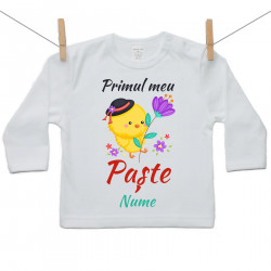 Tricou cu mânecă lungă Primul meu Paște Puișor