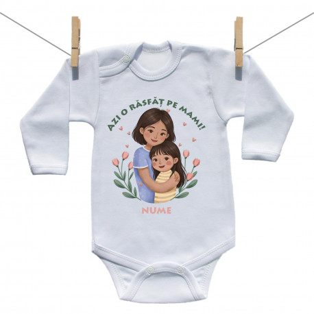 Body cu mânecă lungă Azi o răsfăț pe mami - Fetiță Body cu mânecă lungă Azi o răsfăț pe mami - Fetiță