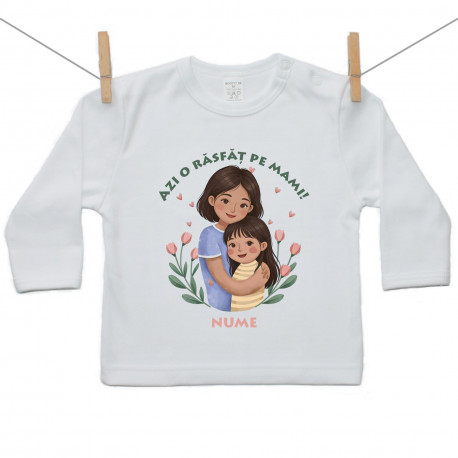 Tricou cu mânecă lungă Azi o răsfăț pe mami - Fetiță