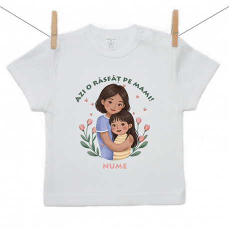 Tricou cu mânecă scurtă Azi o răsfăț pe mami - Fetiță