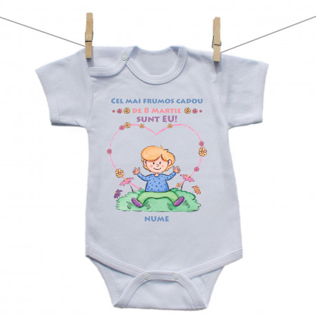 Body cu mânecă scurtă Cel mai frumos cadou de 8 Martie - Băiețel
