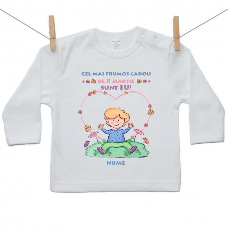 Tricou cu mânecă lungă Cel mai frumos cadou de 8 Martie - Băiețel