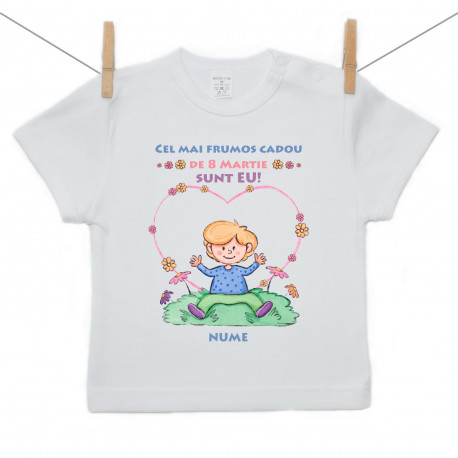Tricou cu mânecă scurtă Cel mai frumos cadou de 8 Martie - Băiețel