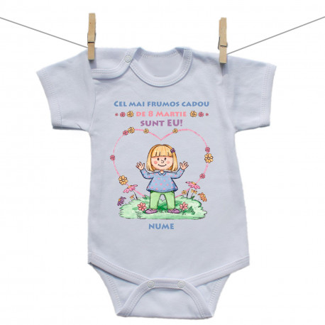 Body cu mânecă scurtă Cel mai frumos cadou de 8 Martie - Fetiță