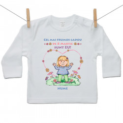 Tricou cu mânecă lungă Cel mai frumos cadou de 8 Martie - Fetiță