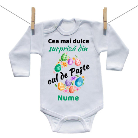 Body cu mânecă lungă Cea mai dulce surpriză din oul de Paște Body cu mânecă lungă Cea mai dulce surpriză din oul de Paște