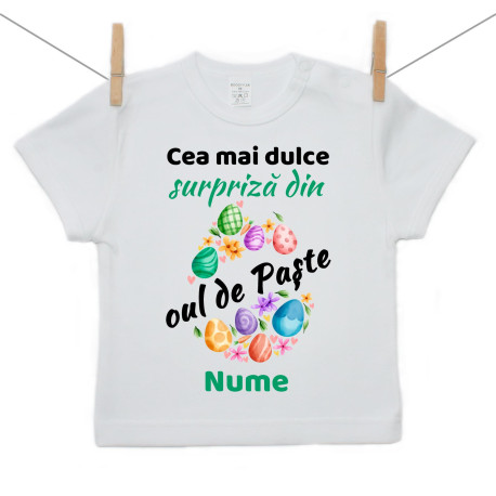 Tricou cu mânecă scurtă Cea mai dulce surpriză din oul de Paște Tricou cu mânecă scurtă Cea mai dulce surpriză din oul de Paște