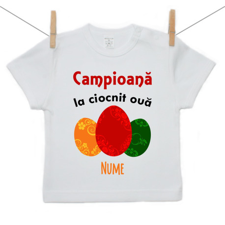 Tricou cu mânecă scurtă Campioană la ciocnit ouă