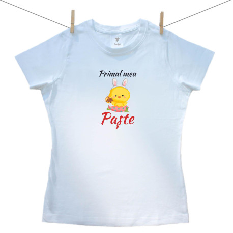 Tricou pentru femei cu mânecă scurtă Primul meu Paște ca mămică