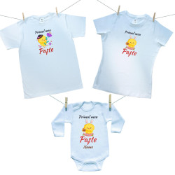 Set de familie (body cu mânecă lungă) Primul meu Paște Găinușă