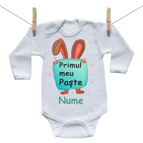 Body cu mânecă lungă Iepuraș cu Tăbliță Verde