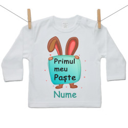 Tricou cu mânecă lungă Iepuraș cu Tăbliță Verde