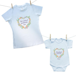 Set familie (body cu mânecă scurtă) Motiv de zâmbet