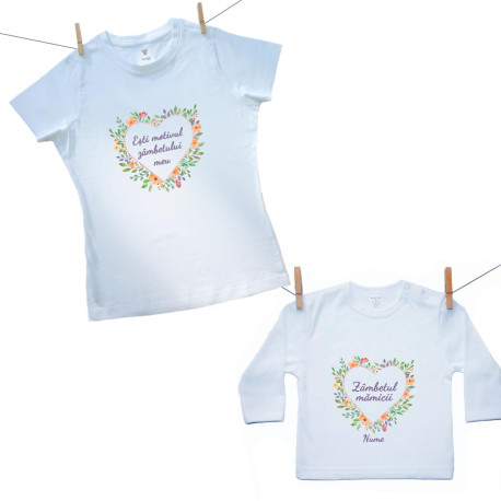 Set familie (tricou cu mânecă lungă) Motiv de zâmbet