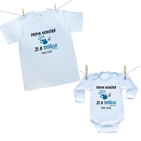 Set familie (body cu mânecă lungă) Prima noastră Zi a Tatălui