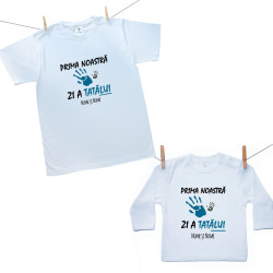 Set familie (tricou cu mânecă lungă) Prima noastră Zi a Tatălui