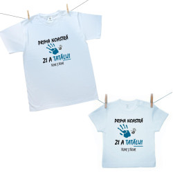 Set familie (tricou cu mânecă scurtă) Prima noastră Zi a Tatălui