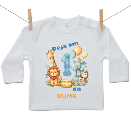 Tricou cu mânecă lungă Am deja 1 an Safari Tricou cu mânecă lungă Am deja 1 an Safari