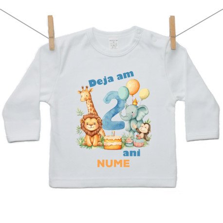 Tricou cu mânecă lungă Am deja 2 ani Safari Tricou cu mânecă lungă Am deja 2 ani Safari