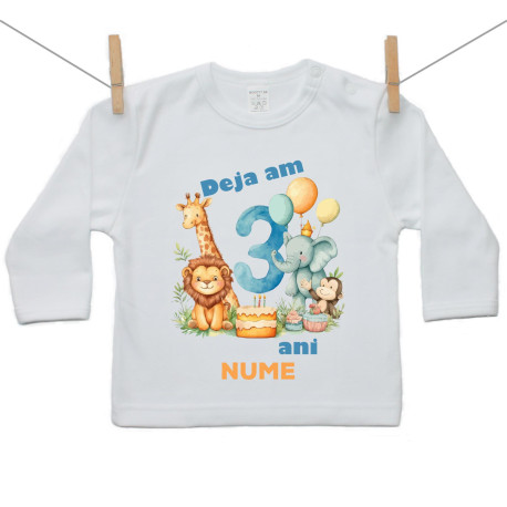 Tricou cu mânecă lungă Am deja 3 ani Safari Tricou cu mânecă lungă Am deja 3 ani Safari