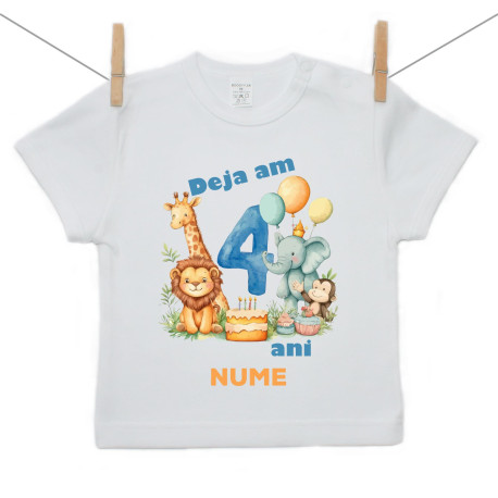 Tricou cu mânecă scurtă Am deja 4 ani Safari