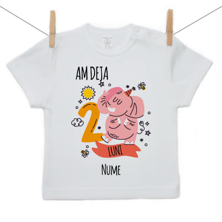 Tricou cu mânecă scurtă Am deja 2 luni cu animăluțul