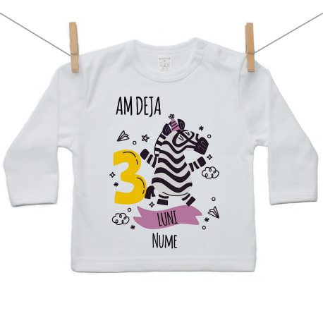 Tricou cu mânecă lungă Am deja 3 luni cu un animăluț Tricou cu mânecă lungă Am deja 3 luni cu un animăluț