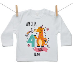 Tricou cu mânecă lungă Am deja 4 luni cu un animăluț